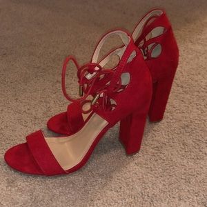 Red high heeled shoes